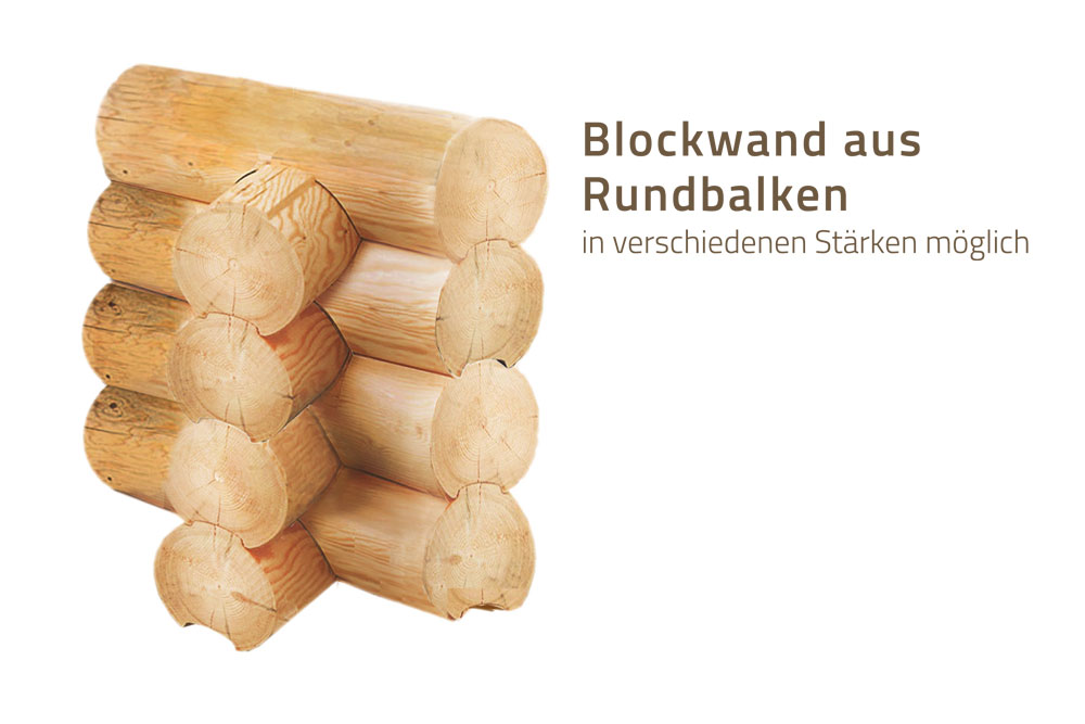 Wandsystem ClassicBlock Blockwand aus Rundbalken