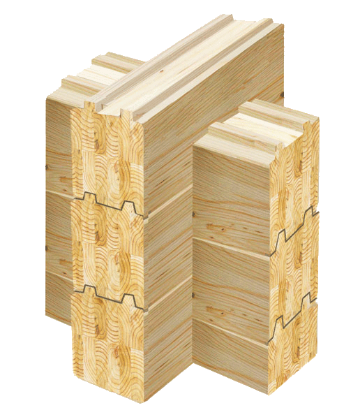 Holzhauswand aus Kantholzbalken