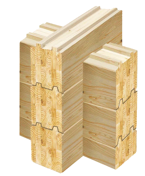 Holzhauswand aus Kantholzbalken